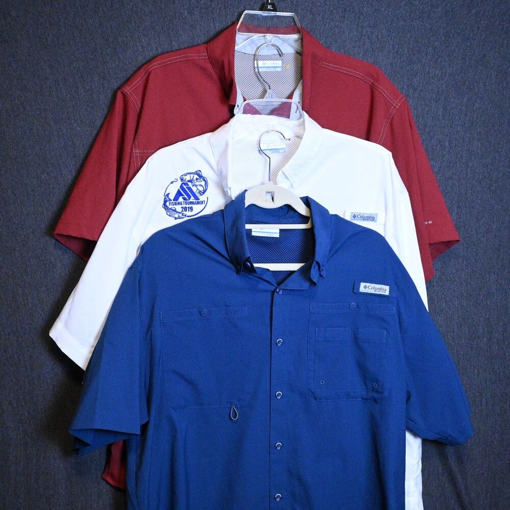 Lot of 3 Columbia PFG Men's M Button Down Shirts Fishing Outdoors Vented